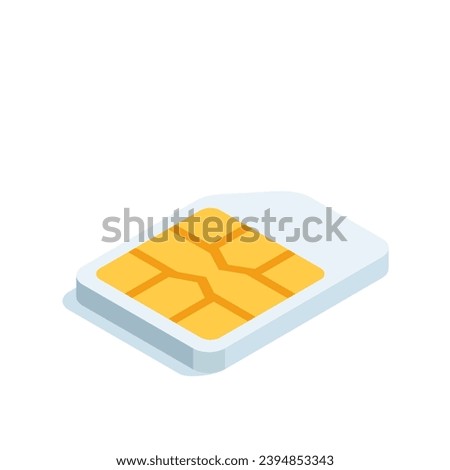 isometric sim card, in color on a white background, mobile operator or cellular connection