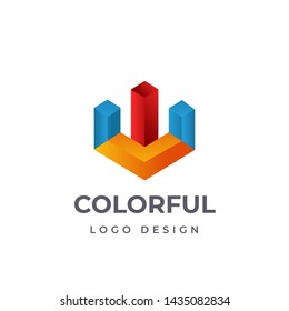 isometric simple abstract building logo design template