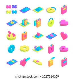 Isometric simple icon big collection concept vector illustration