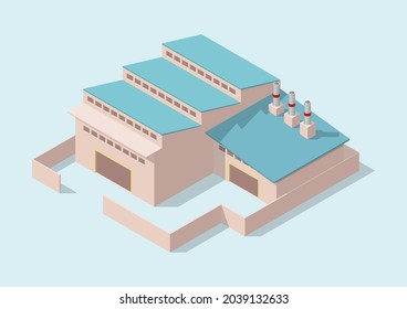 Isometric simple industrial building icon