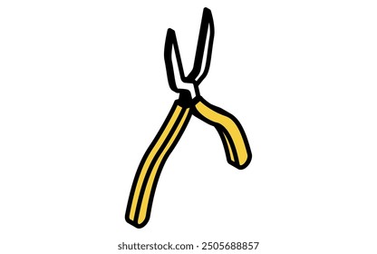 Isometric simple line drawing tool icon, radio pliers, Vector Illustration