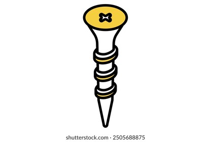 Isometrisches einfaches Linien-Zeichnungs-Tool-Symbol, Schraube, Vektorgrafik