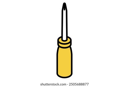 Isometric simple line drawing tool icon, Phillips head screwdriver, Vector Illustration