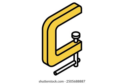 Isometric simple line drawing tool icon, Clamps, Vector Illustration