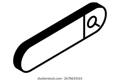 Isometrische einfache Linie Symbol Illustration der Suchleiste Symbol für Internet und Web-Browsing, schwarz-weiß, Vektorgrafik