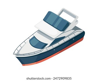 Isometric simple speed boat design vector illustration isolated on white background