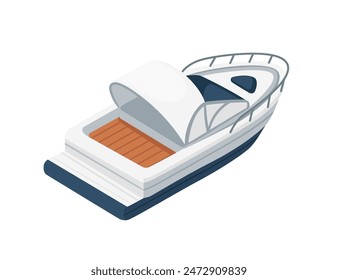 Isometric simple speed boat design vector illustration isolated on white background