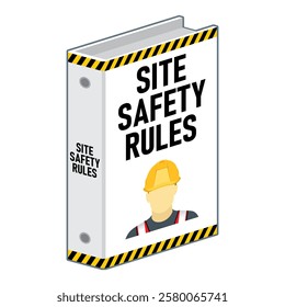 Isometric site safety rules book and document vector illustration.