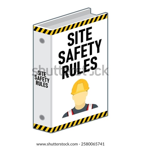 Isometric site safety rules book and document vector illustration.