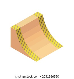 Isometric skatepark element, ramp. Infrastructure for sporty mans riding on the skateboard. Modern youth leisure. Recreation playground vector illustration