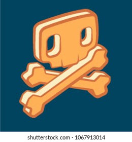 Isometric skull on blue background