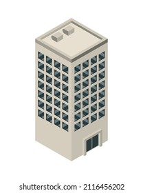 isometric skyscraper building icon flat