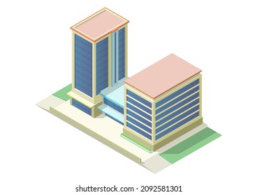 Isometric skyscraper building isolated on white