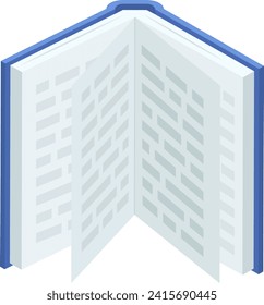 Isometric skyscraper building, modern city architecture, urban real estate. 3D blue and white high-rise office tower vector illustration.