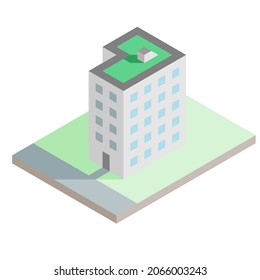 Isometric skyscraper building on a white background, vector illustration