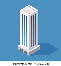 Edificio de rascacielos isométricos. Ilustración del vector