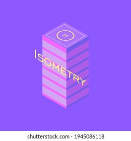 Isometric skyscraper with helipad. Isometric building. Vector illustration. Modern style architecture.