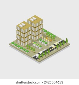 Isometric skyscraper illustrated in vector