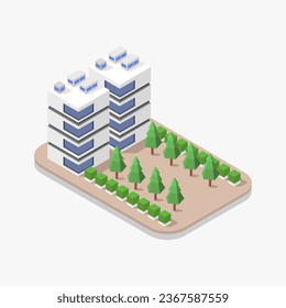 Isometric skyscraper illustrated in vector on background