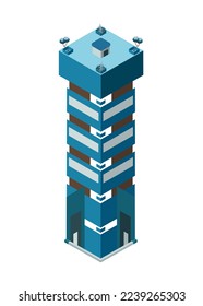 Isometric skyscraper on a white background. Real estate sale and rent. Big building concept. Big city architecture