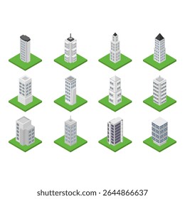 Isometric Skyscrapers on White Background