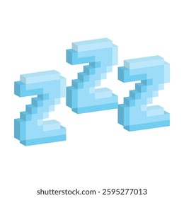 isometric sleep zzz icon 8 bit, pixel art sleepy icon  for game  logo. 