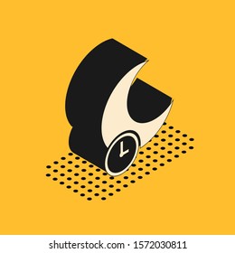 Isometric Sleeping moon icon isolated on yellow background.  Vector Illustration
