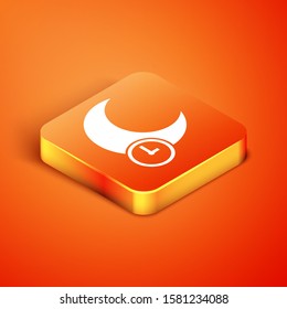 Isometric Sleeping moon icon isolated on orange background.  Vector Illustration