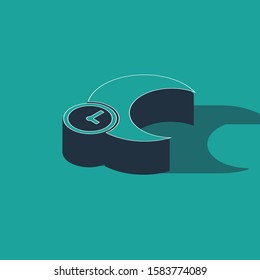 Isometric Sleeping moon icon isolated on green background.  Vector Illustration