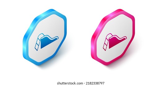 Isometric Slide playground icon isolated on white background. Childrens slide. Hexagon button. Vector