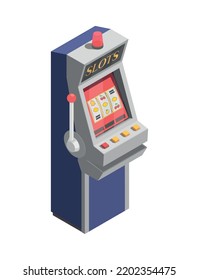 Isometric slot machine on blank background 3d vector illustration