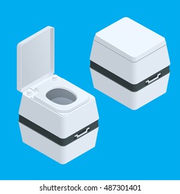 Isometric Small bio toilet isolated on white vector illustration svg