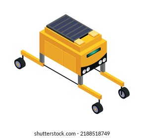 Isometric smart agricultural farming robot on white background 3d vector illustration