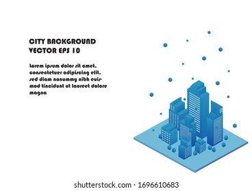 Isometric Smart City Building Illustration Vector, Urban Cityscape For Design 