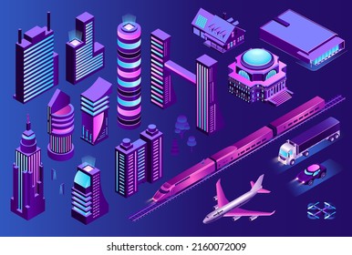 
Colección Isometric Smart City. Ilustración vectorial.