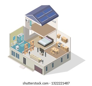 Isometric smart Family House design interior vector