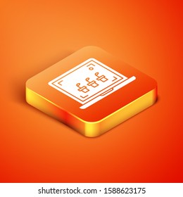 Isometric Smart farming technology - farm automation system icon isolated on orange background.  Vector Illustration