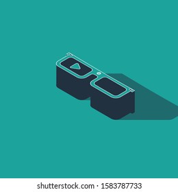 Isometric Smart glasses mounted on spectacles icon isolated on green background. Wearable electronics smart glasses with camera and display.  Vector Illustration