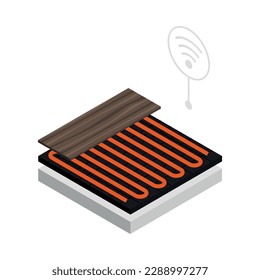 Isometric smart heater spiral heating appliance 3d icon vector illustration