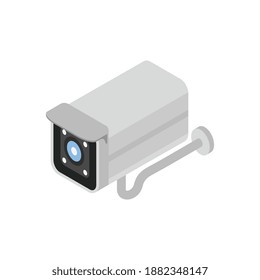 Isometric smart home camera with electronic gadget symbols vector illustration