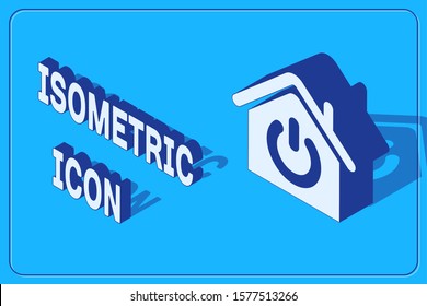 Isometric Smart home icon isolated on blue background. Remote control.  Vector Illustration