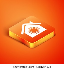Isometric Smart home icon isolated on orange background. Remote control.  Vector Illustration