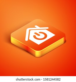 Isometric Smart home icon isolated on orange background. Remote control.  Vector Illustration