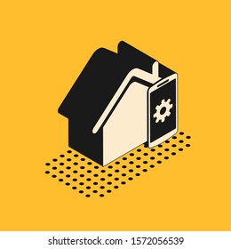 Isometric Smart home - remote control system icon isolated on yellow background.  Vector Illustration
