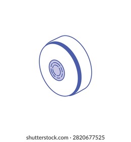 Isometric smart home sensor or circular wireless technology device. Blue and white isometric icon of a circular electronic device or sensor with a central interface. Ideal for tech diagrams or smart home app interfaces.