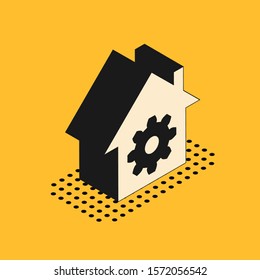 Isometric Smart home settings icon isolated on yellow background. Remote control.  Vector Illustration