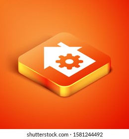Isometric Smart home settings icon isolated on orange background. Remote control.  Vector Illustration