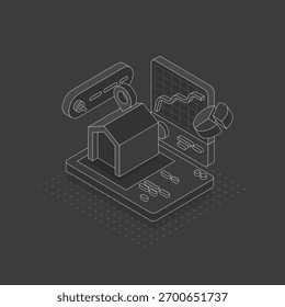 Isometric Smart Home Visualization. Seamless online property purchases with integrated automation and security.