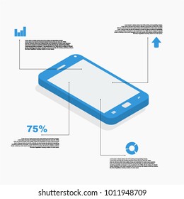 isometric smart phone flat design vector illustration