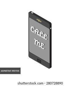 Isometric smart phone. Modern mobile phone isolated on white. Mobile phone icon